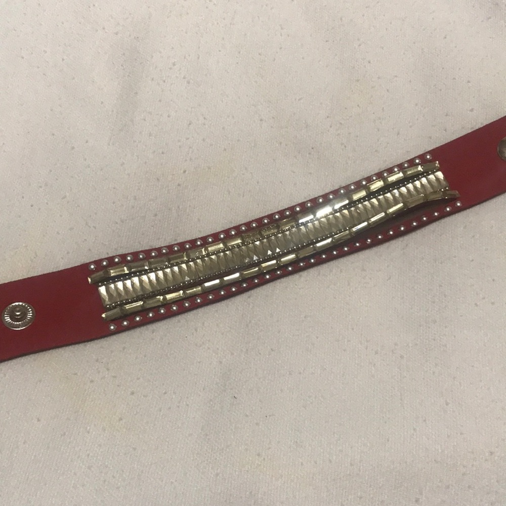 Red leather bracelet paparazzi NWOT Boutique